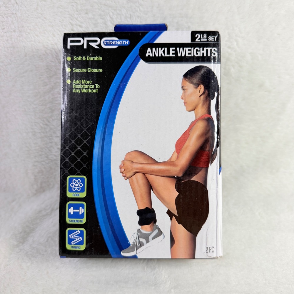 Pro Strength Ankle Weights Set 2lb Black Adjustable Padded Workout Gear NEW